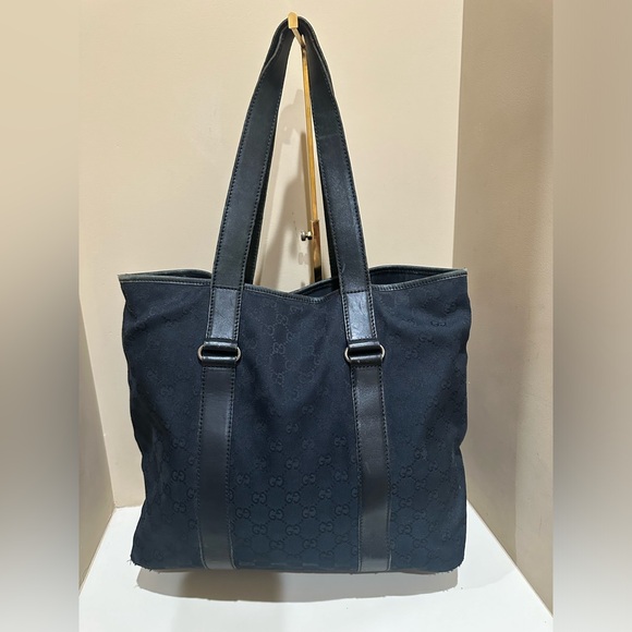 Gucci GG Webbed Black Monogram Large Tote - Picture 7 of 16